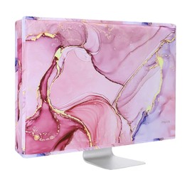 MOSISO Monitor Dust Cover 22, 23, 24, 25 inch Anti-Static Dustproof LCD/LED/HD Panel Case Computer Monitor Cover Sleeve Compatible with iMac 24 inch, 22-25 inch PC, Desktop and TV Marble MO-MBH216