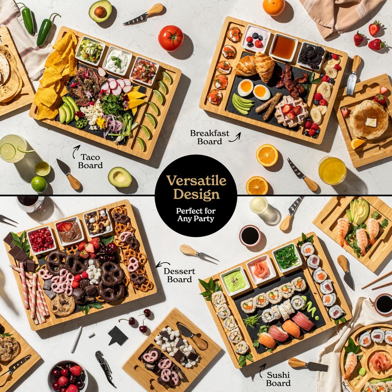 Smirly Charcuterie Board Set - Large Bamboo Cheese Board for