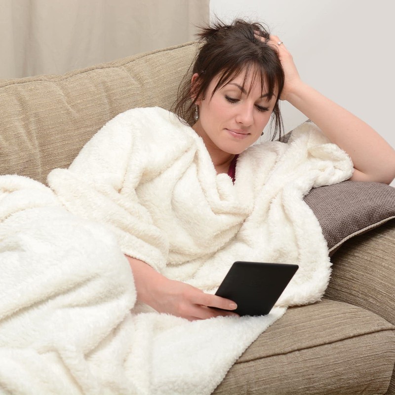 Snug Rug Cream Blanket Sherpa Fleece Luxury For Sofa Blankets