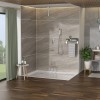 Brushed Nickel 12-Inch Ceiling Mount Square Shower System Waterfall Tub