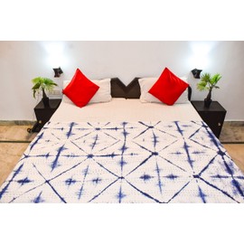 Handmade Shibori Indigo Kantha Quilt, Bedspread, Ethnic Hand Seams, Vintage Kantha Throw Rajai Jaipuri Rajai, AC Rajai, AC Blanket, Shibori Quilt