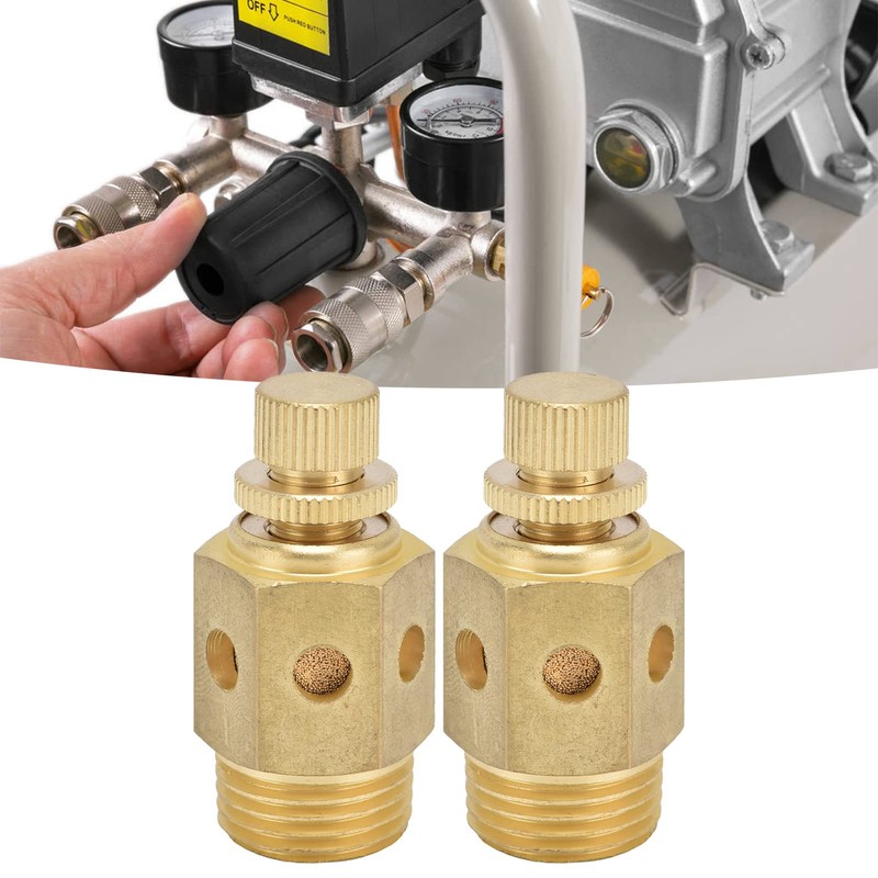 1/2in Pneumatic Muffler - Brass, Adjustable Throttle, Excellent Noise Reduction