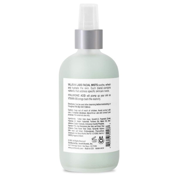 Valjean Labs Face Mist - Hydrate | Hyaluronic Acid + Vitamin B5 | Helps to Hydrate and Plump Skin and Restore Elasticity | Paraben Free, Cruelty Free, Made in USA (4 oz)