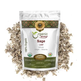 Organic Way Dried Sage Leaf Whole (Salvia officinalis) - European Wild-Harvest | Organic & Kosher Certified | Vegan, Non GMO & Gluten Free | USDA Certified | Origin - Albania (1/4 LBS / 4 Oz)