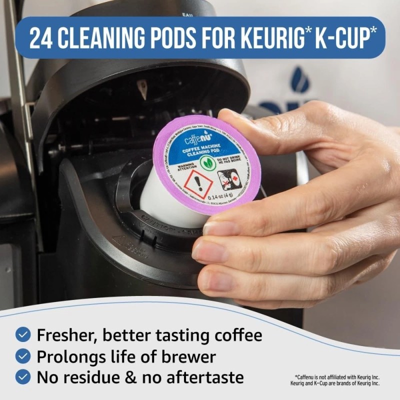 Caffenu Keurig Compatible Cleaning Pods. 24 Rinse Pods Cleaner Kit.