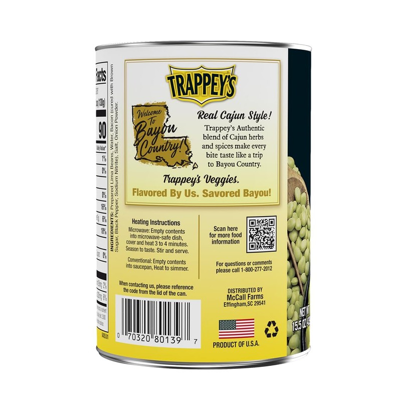 Trappey's Baby Green Lima Bean With Bacon, 15.5000-Ounce (Pack of