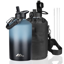 StarSpeed 128oz Insulated Water Bottle with Straws & 2 Lids,Indio Black