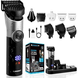 All-Purpose Styling Kit, Shaving Kit with 7-in-1 Trimmer for Beard, Body, Nose Hair, IPX6, with Limit Comb Adjustment Knob, LED Display, Plug and Play