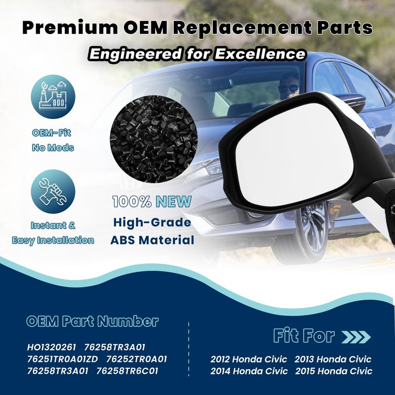 xingsichuang Left Driver Side Mirror For (2012 2013 2014 2015)