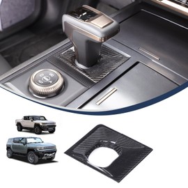 for Hummer EV Accessories Gear Shift Knob Panel Frame Trim Compatible with Hummer EV SUV Pickup 2022-2024-2025 Center Consoles Gear Shift Knob Base Panel Cover Genuine Carbon Fiber Trim