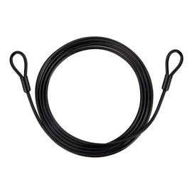 GUNGY 2M Bike Lock Cable Heavy Duty Cable Lock Security Cable with PVC Coated Double Loop 4 mm Thickness with PVC Coating for Padlocks Disc U-Locks Black