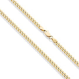 Miabella 18K Gold Over 925 Sterling Silver Figaro, Beaded Singapore, Sparkle, Cuban Link Chain, Adjustable Choker Necklace for Women Made in Italy (Cuban 3.5mm, Length 15+2 Inches,)