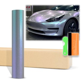 12"x60" (1FTx5FT) Gray Blue Galaxy Dust Gloss Chameleon Metallic Color Shift Color Change Vinyl Wrap Auto Sticker Decal Film Sheet Bubble Free Air Release Technology with Tool Kit