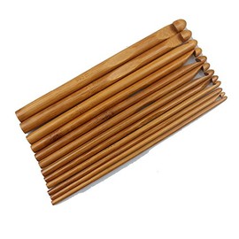 New 12 Sizes Carbonized Bamboo Handle Crochet Hooks Knit Weave Yarn Craft Knitting Needle FBA