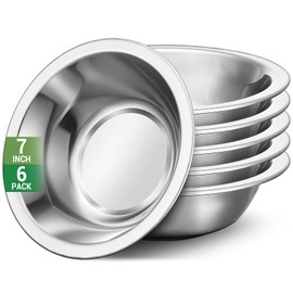 Offiper 304(18/8) Stainless Steel Mixing Bowls for Kitchen, 6 Pack 7" 21.22 fl.oz Metal Mixing Bowls Set Stackable for Baking Serving Cooking Food Prep Storage Dishwasher Safe Lightweight