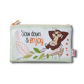 NICI Hang Gang 43476 Pencil Case Flat 20 x 13 cm Slow Down Cartoon Beige