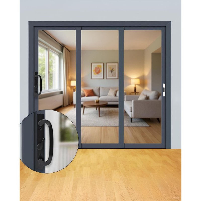 Ruigrit Offset Sliding Patio Door Handle Set with Mortise Lock