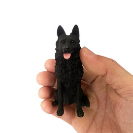 TALKLEK 3.34 Inches Mini Resin German Shepherd Dog Figurine, Mini Dog Memorial Gifts, Dog Figurines, Car Decor, Collectible German Shepherd Statue Sculpture, Gifts for German Shepherd Lover (Black)