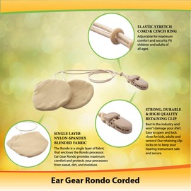 Ear Gear Rondo Corded – Protect Implants from Dirt, Sweat, Moisture, Loss, Wind – Fits Most Medel Rondo Processors