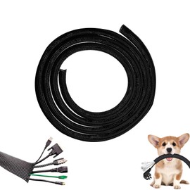 Wire Loom – 9.84ft PET Cable Protector Sleeve with 0.5in Inner Diameter + Cuttable & Pet-Resistant Design + Anti-Chew & Scratch Protection – for Home, Office & Pet-Safe Cord Management