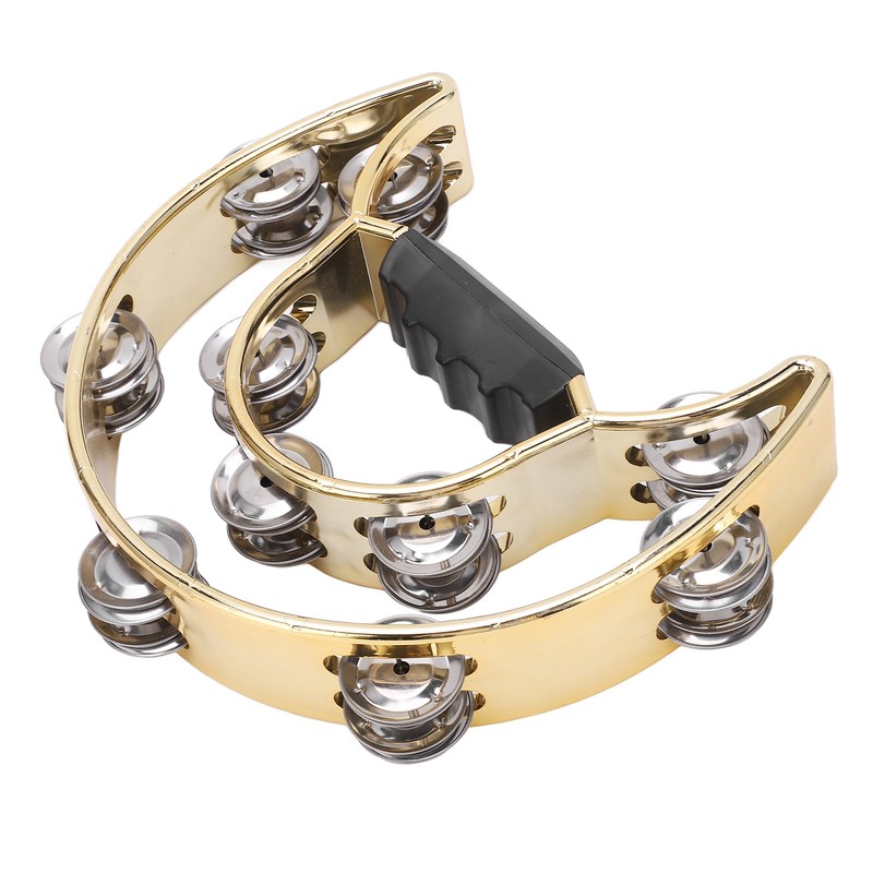 Double Row Hand Tambourine Metal Tambourine with Plating Bells Percussion