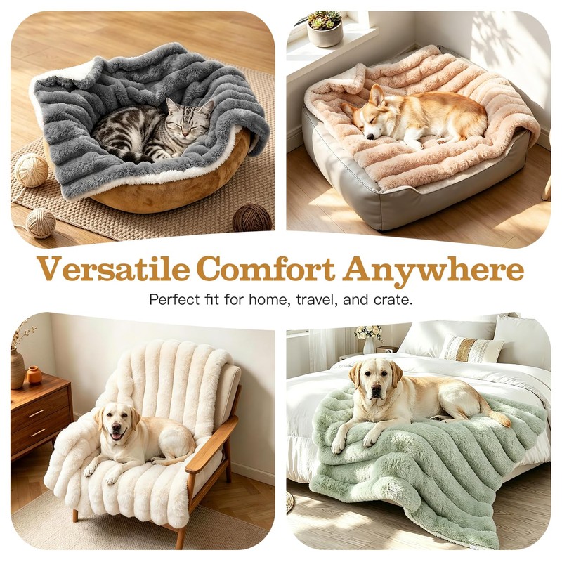 Cat Blanket for Indoor Cats, Soft Rabbit Fur Kitten Blanket