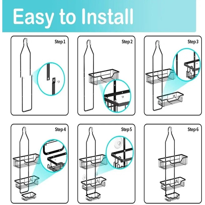 OrganiMax Shower Caddy Organizer – 3-Tier Shelves with Soap Holder