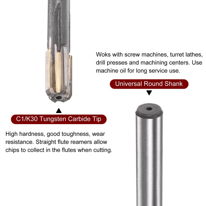 sourcing map Chucking Reamer 8.1mm H7 C1/K30 Carbide Tip Precision