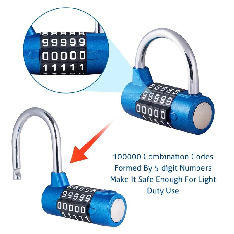 Surplex 2 Pack 5 Digit Combination Padlock, Waterproof Antirust, Combination