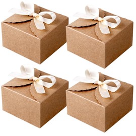 NYANDELMO Gift Box Wrapping Box with Ribbon Candy Box 3.5 x 3.5 x 2.0 inches (9 x 9 x 5 cm), Craft Set of 4