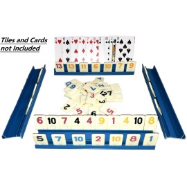 Unbranded Rummy Tiles Cards Racks BLUE Holders Trays Set of 4 Racks Games Hands Organizer
