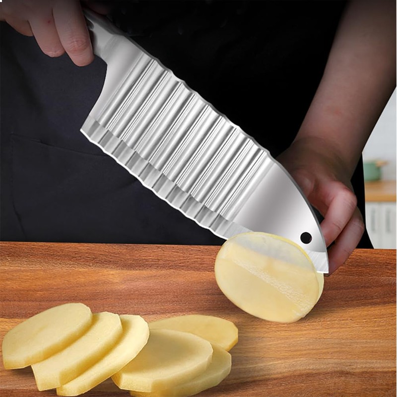 Hong Won Crinkle Cut Knife, Potato and Vegetable Cutter, Stainless