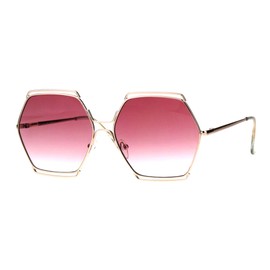 Hexagon Shape Sunglasses Womens Oversized Fashion Shades UV 400 Gold, Pink