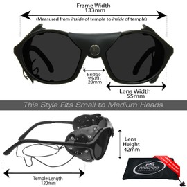 proSPORT Leather Side Shield Sunglass Polarized Aviator Motorcycle Mountaineer Glacier Arctic Hiking Wind-Proof