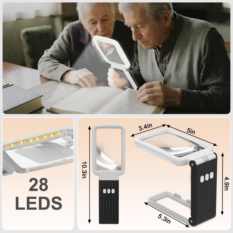 Coteck 10X Magnifying Glass with Light and Stand, Real Glass