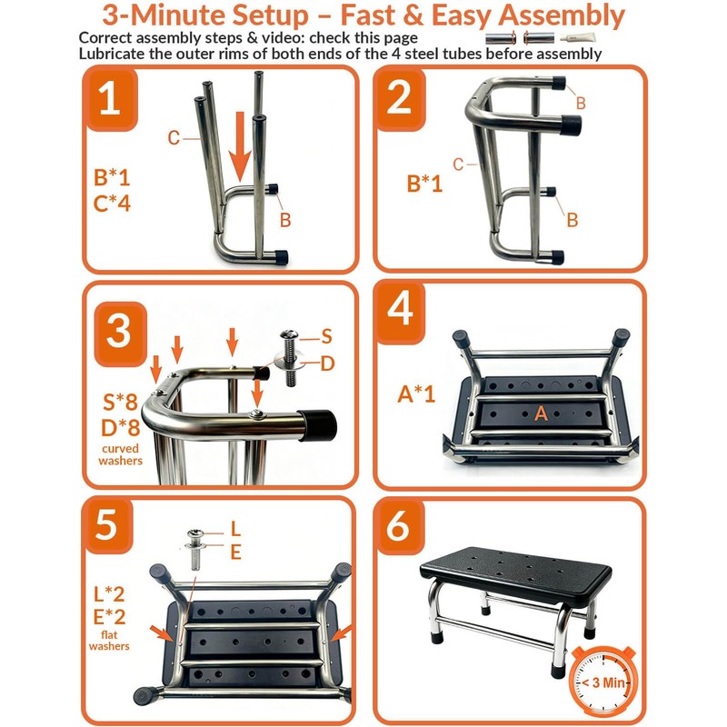 Step Stool, 440 lbs Heavy-Duty, Non-Slip Stainless Steel Platform for