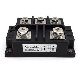 Aigoodele 400A 1600V Three Phase Bridge Rectifier, MDS400-16 High Power Diode Module for Industrial Power Supply, Motor Drive, Generator