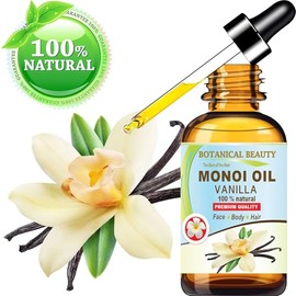Botanical Beauty MONOI ACEITE DE VAINILLA – Tiare Flowers in Coconut Oil and Vanilla Bean Oil 100% Natural 1 Fl.oz – 1.0 fl oz Puro Para Cara, Piel, Cuerpo, Cabello y Uñas