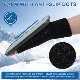 Mayoii Fingerless Gloves For Men Women Winter Thermal Glove Fingerless Gloves Anti Slip Glove with Soft Lining for Driving Running Cycling Ski Outdoor (Black+Black, One Size)