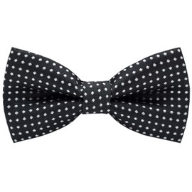 Carahere Pre-Tied Little Boy's Polka Dot Bow Ties Baby Solid Color Bow Ties For Kids M012 Black White