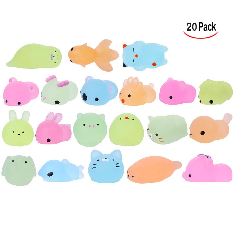 LHKJ 20 Pcs Cute Animal Glowing Mini Squeeze Mesh Ball