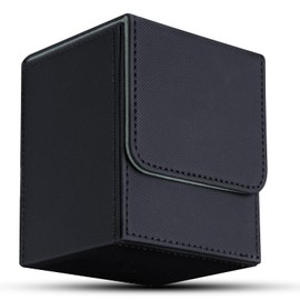 Aolso Card Deck Box,Yugioh Deck Box Fit for 100+Single Sleeved Cards,PU Leather Card Storage Boxes for Trading Cards, TCG,MTG,Commander,PTCG, OPCG-Black-gray