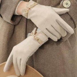 Lycharoty Women's Winter Gloves, Thermal, Smartphone Compatible, Warm, Cute, Cycling, Birthday Gift, Christmas Present, Wool, Lineup of 9 Colors, Type 1-Beige