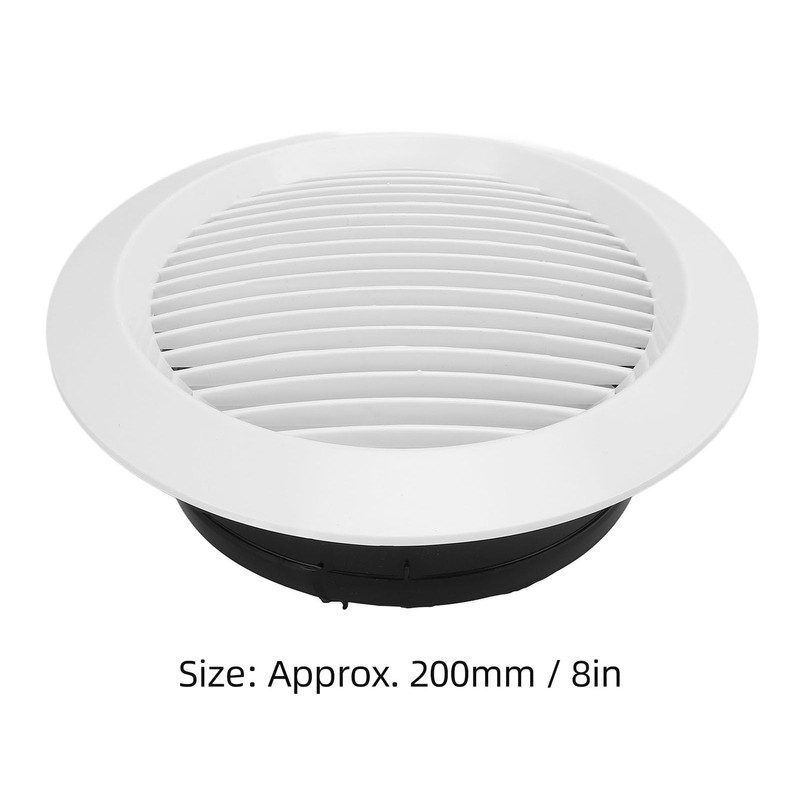 200mm Round Vent Cover ABS Plastic Louver Air Ventilation Grille