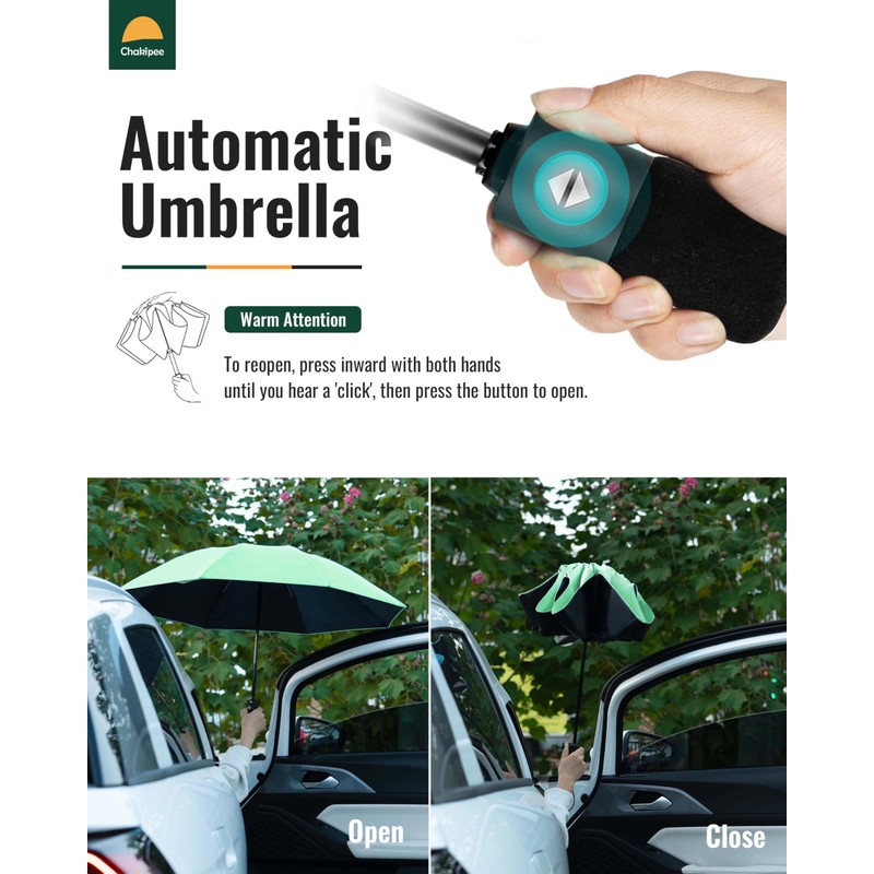 Chakipee Umbrella Windproof Strong Compact Umbrellas - Automatic for Women