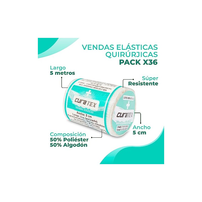 Pack de 36 - Vendas Elásticas Quirúrgicas - 5 cm