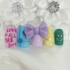 Light purple ribbon handmade nail tip - Short Oval /