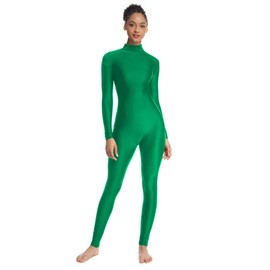 OVIGILY Adult High Neck Long Sleeve Dance Unitard for Women Bodysuits Full Body Leotard Spandex Catsuit