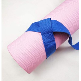 Riarbronee Yoga Mat Carrying Strap Sling，Adjustable Loops for all Mat Sizes（Mat not included） (Blue)