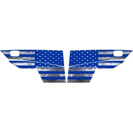 Unbranded 16-25 Polaris General 1000 FRONT DOORS DECAL GRAPHIC GLOSS BLUE GRAY FLAG